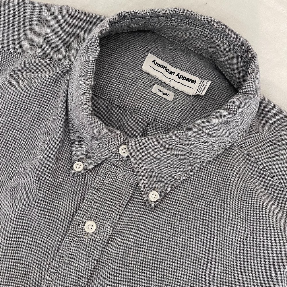 American Apparel Gray Collared Oxford Shirt L.